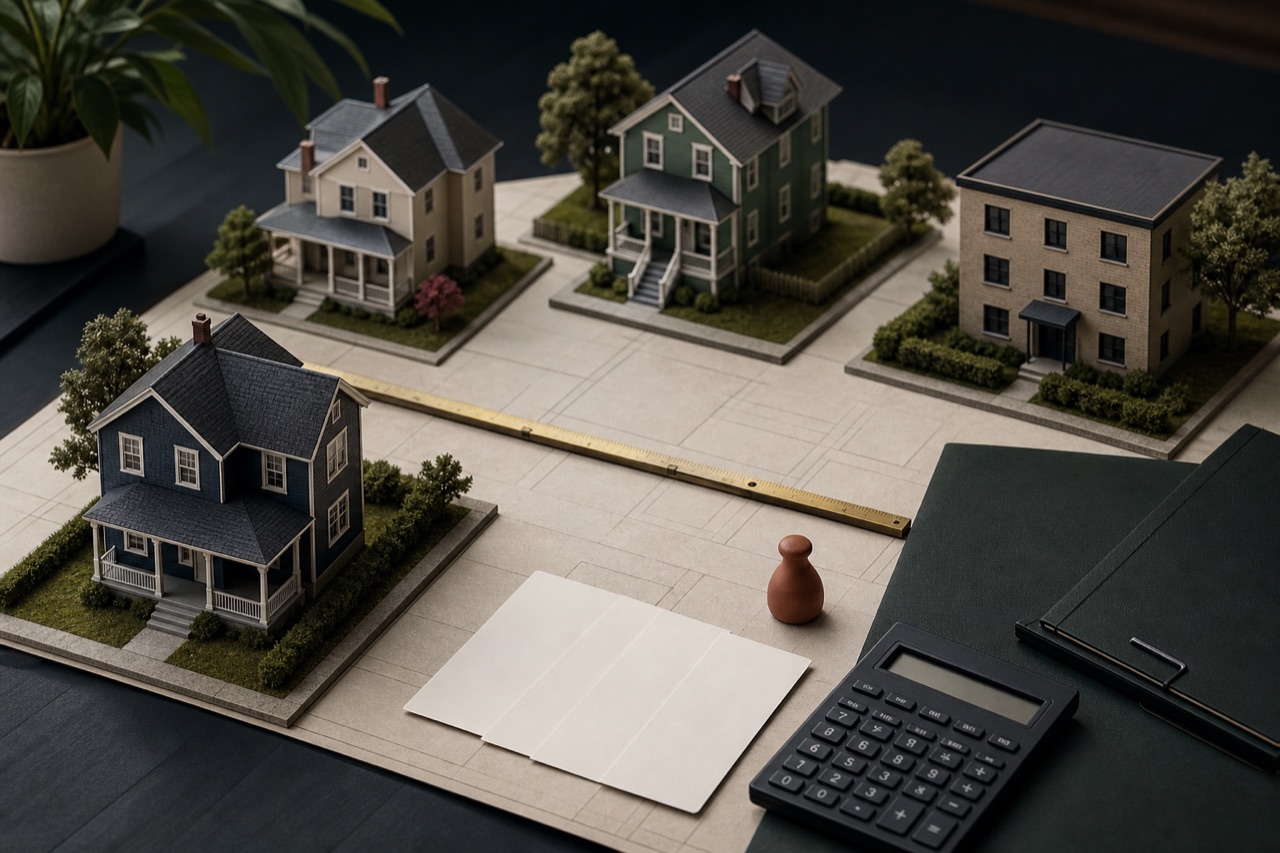 Several rental property models arranged for portfolio planning